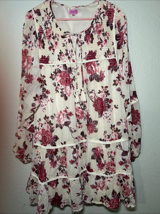 miami Tops - Mi ami for Francesca’s Cream Tunic with Rose & Berry Floral Print